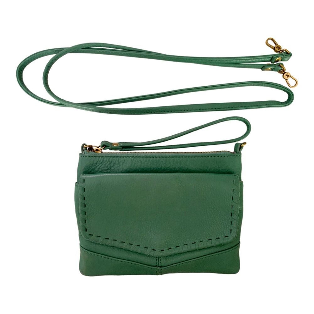 Hobo Stroll Leather Crossbody Bag Garden Green Small Adjustable Strap Wristlet - Picture 4 of 7
